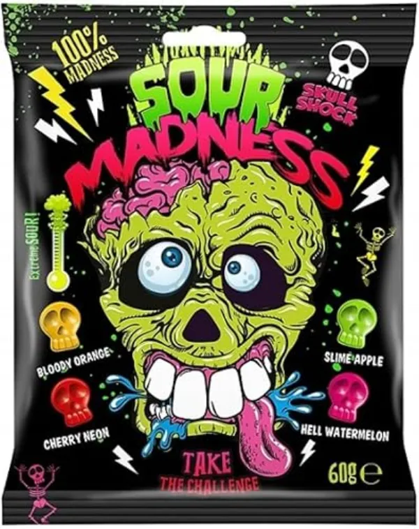 Candy People Swedish Sour Skulls bag Gummies bottle