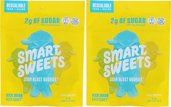 SmartSweets Sour Blast Buddies bag Gummies bottle