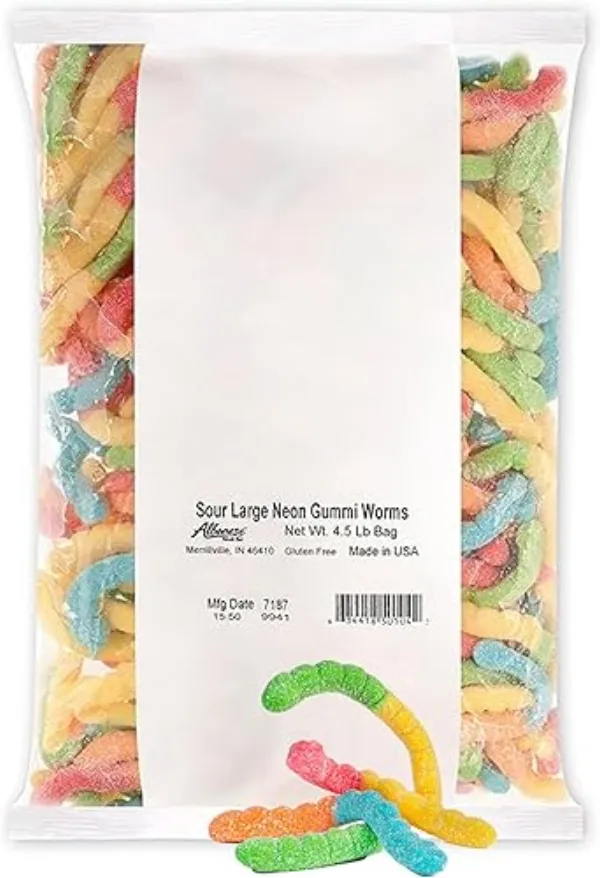 Surf Sweets Sour Worms bag Gummies bottle